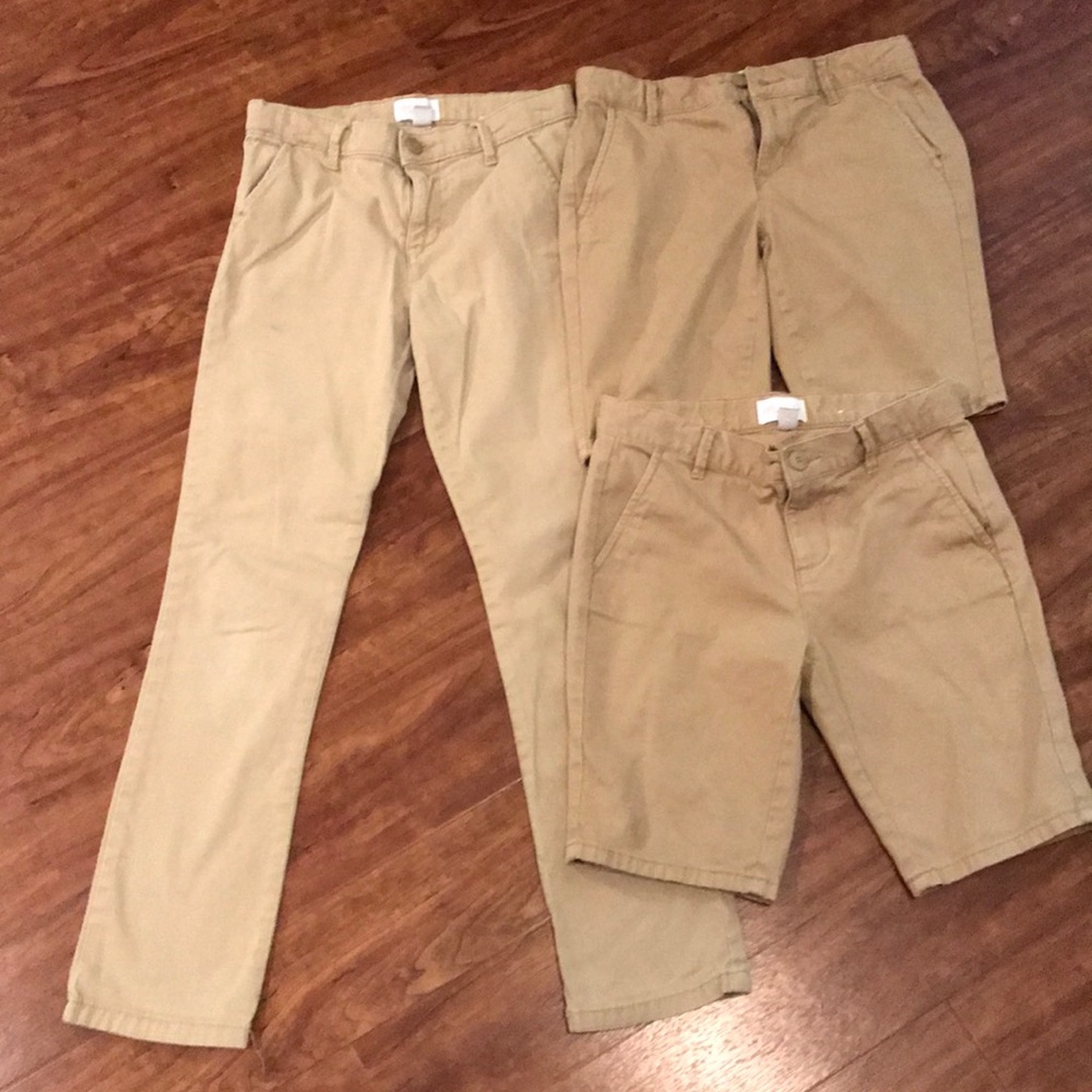 Khaki uniform pants and shorts